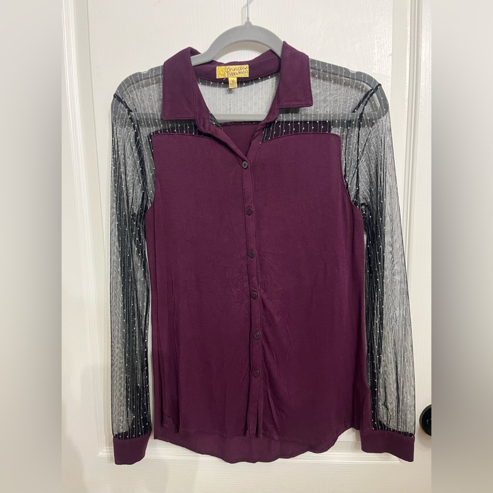 Princess Vera Wang Women's Purple Button-Up Top